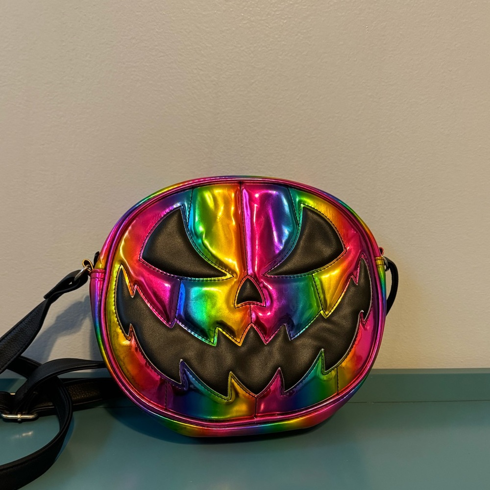 🎃Love Pain and Stitches Pumpkin Kult Metallic Rainbow Crossbody Bag 🎃